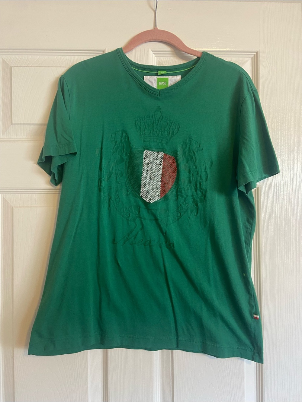 Hugo Boss Green Short Sleeve Tee with Shield Crest